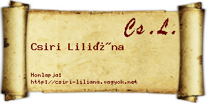 Csiri Liliána névjegykártya